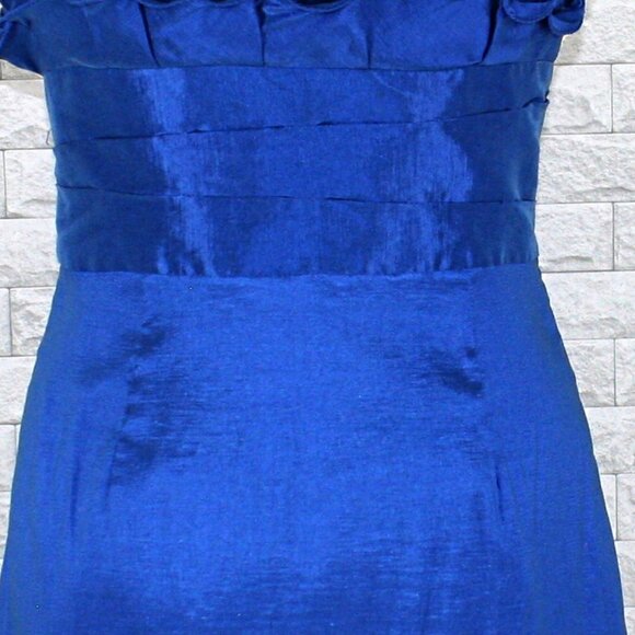 CALVIN KLEIN Dress Strapless Ruffle Cocktail Party Royal Blue Satin Mini 6 - Picture 6 of 15